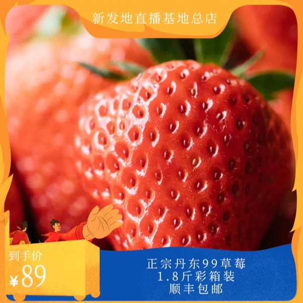 【新春季】正宗丹东东港99草莓【1.8斤】彩色纸箱装 顺丰包邮颗颗饱满