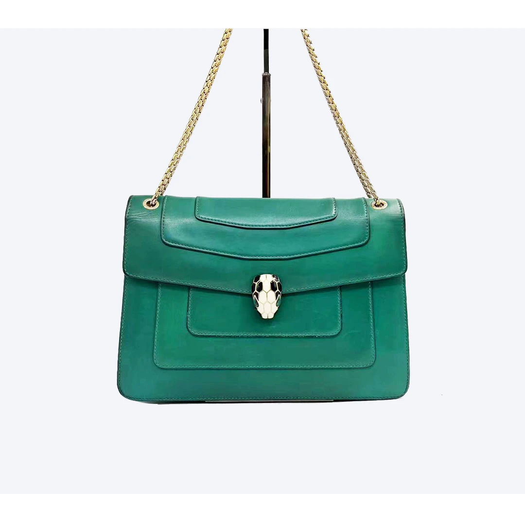 95新 BVLGARI/宝格丽 蛇头珐琅单肩包