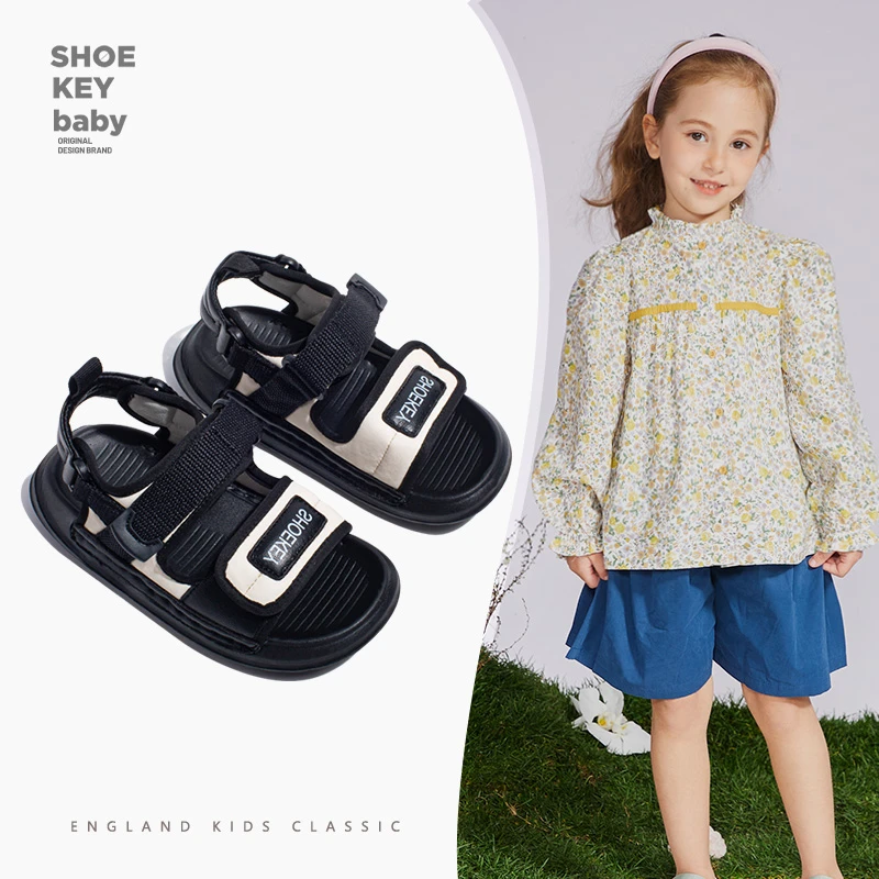 小七北鼻女童凉鞋2024新款防滑儿童露趾沙滩鞋夏季魔术贴软底单鞋