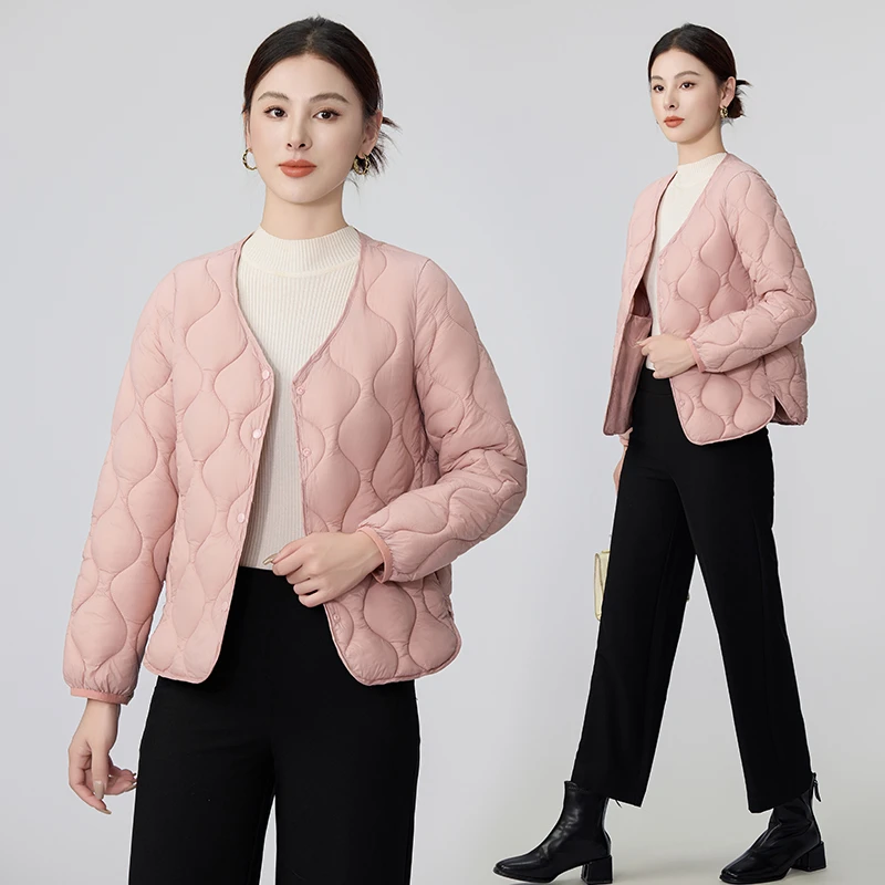 女士小棉袄轻薄款圆领百度内穿显示棉服女短款冬季外套