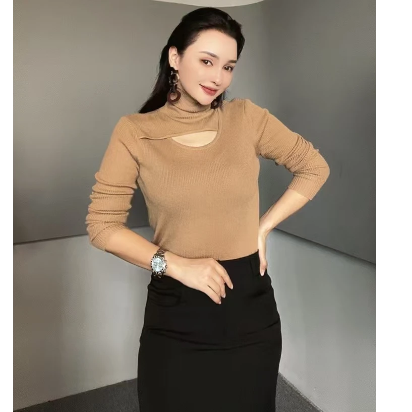 欧美风高领休闲打底衫时尚百搭舒适上衣