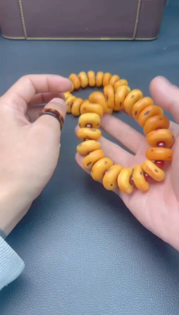 【闪购商品】琥珀颈饰未镶嵌s75老蜡百搭单圈手串