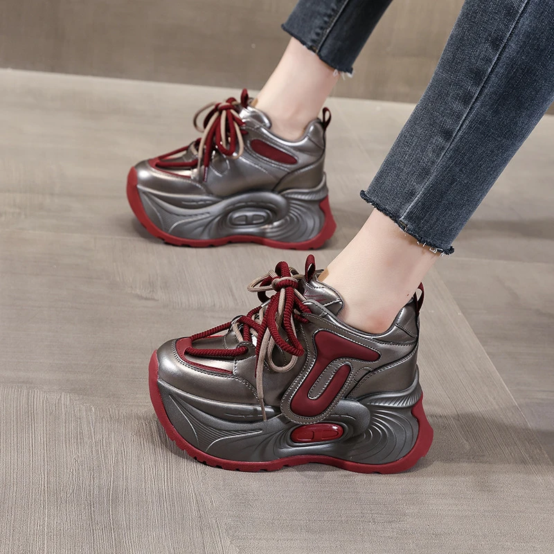 【增高9CM】小个子厚底休闲老爹鞋女2025秋季新款松糕软底百搭