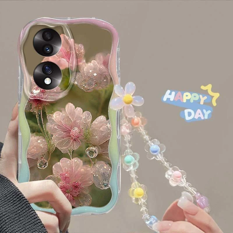 高级感花朵荣耀70手机壳70pro+气囊70pro防摔奶油全包软创意