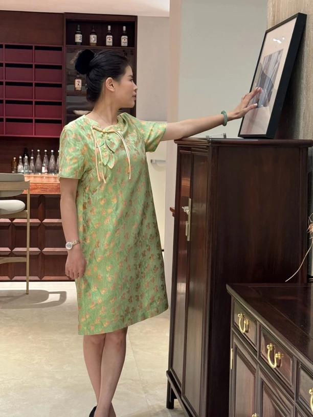菁菁古韵｜钱小萍宋锦郁金香文锦新中式连衣裙