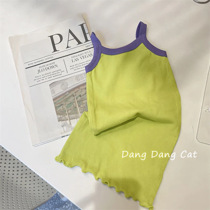 夏装新款洋气吊带裙背心裙儿童打底连衣裙宝宝百搭纯色丁达尔穿搭