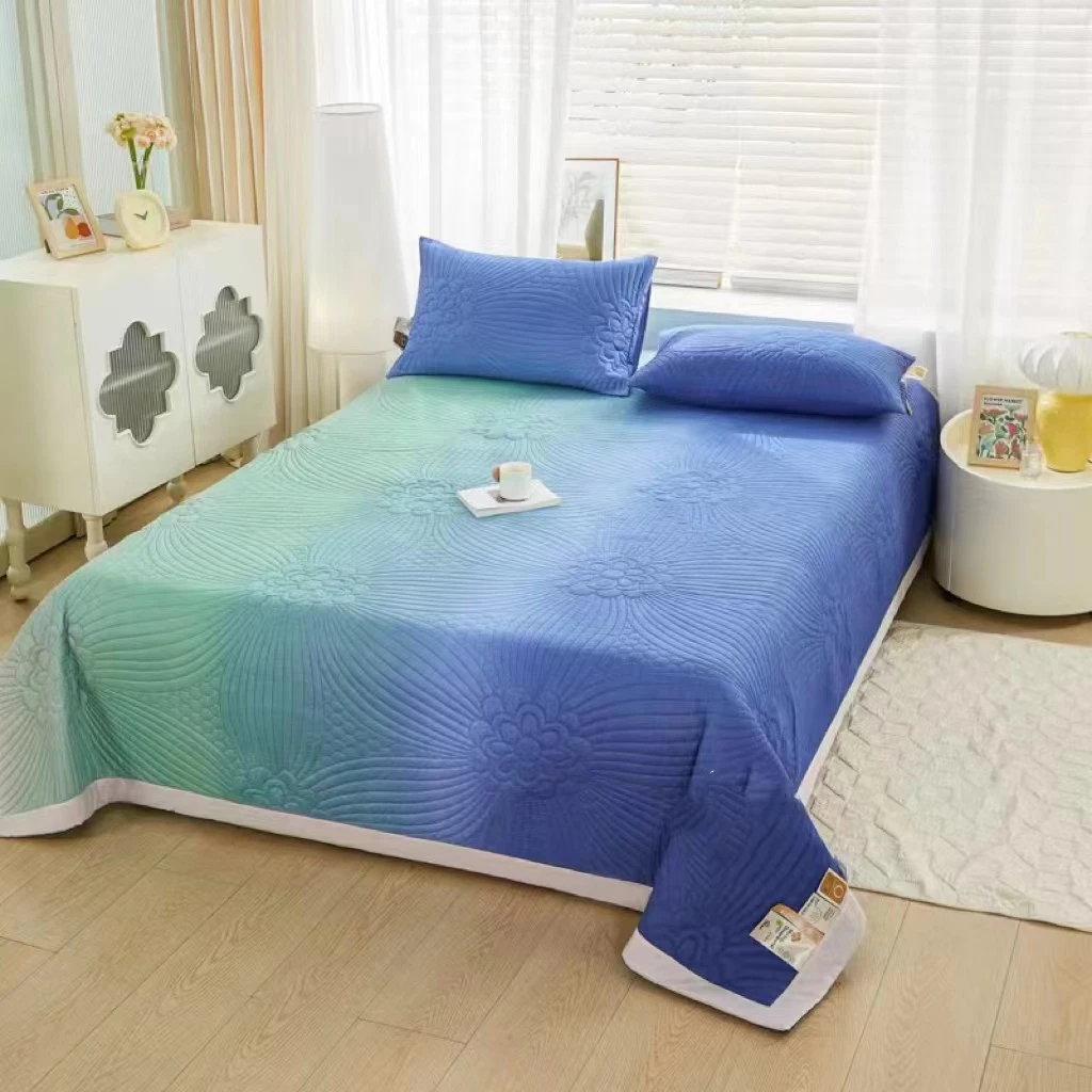【晴美】华夫格提花单床盖-渐变深海蓝