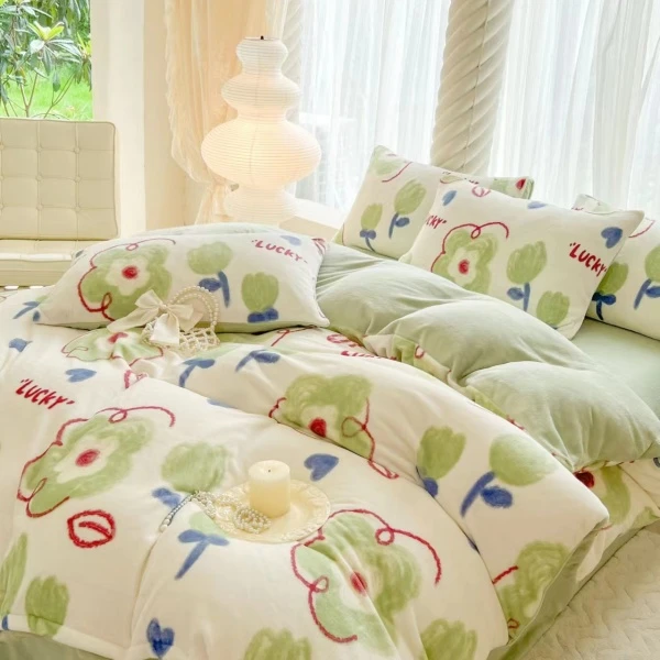 【晴美】加厚牛奶绒印花四件套-伊洛