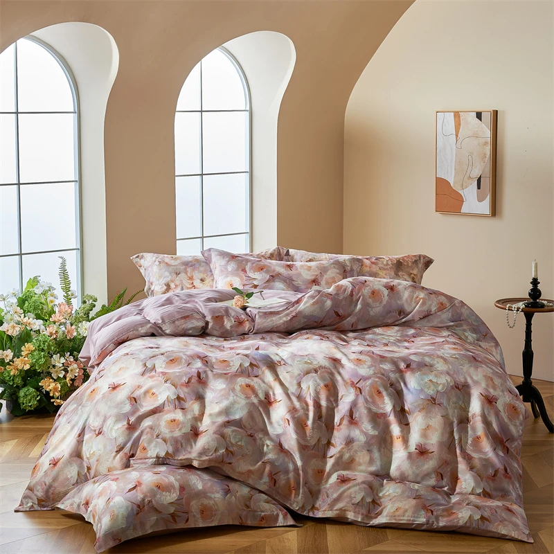 【晴美】热能棉天丝棉油画风数码印花四件套-争妍