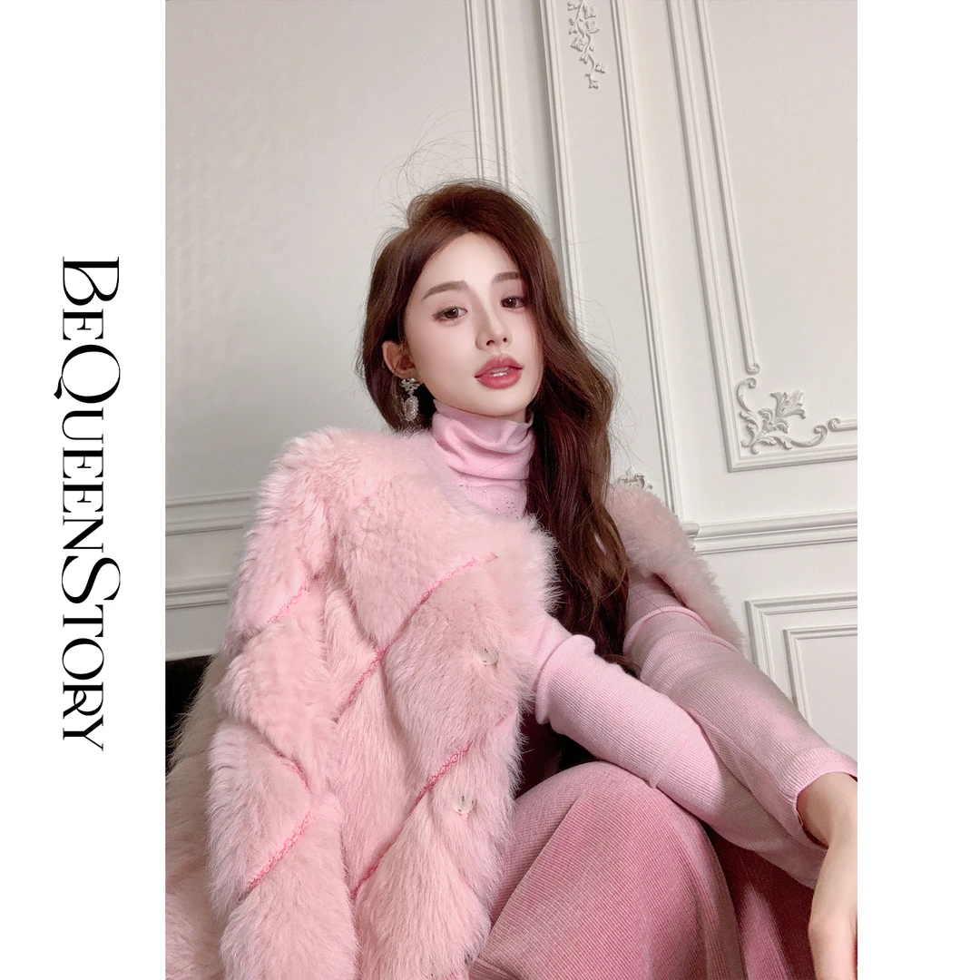 余潇潇【甜心女爵】重工轻奢气质100羊皮毛一体皮草外套新款