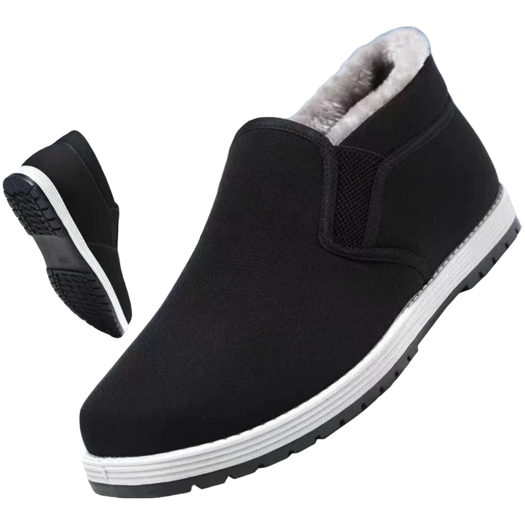 冬季老北京布鞋男加绒加厚中老年健步鞋保暖防滑棉靴爸爸棉鞋保暖