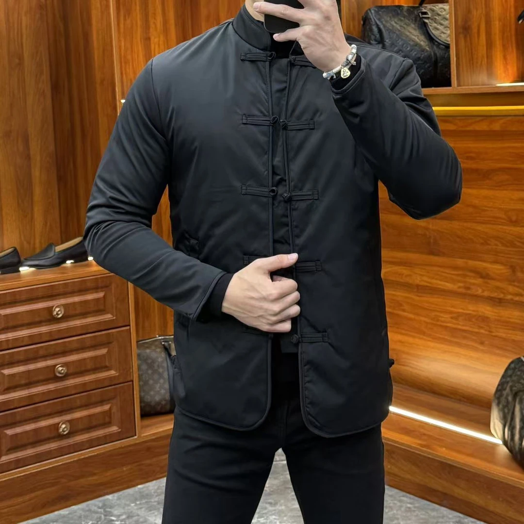2024秋冬新款净版中国风男士唐装盘扣轻薄棉服夹克外套DJ971