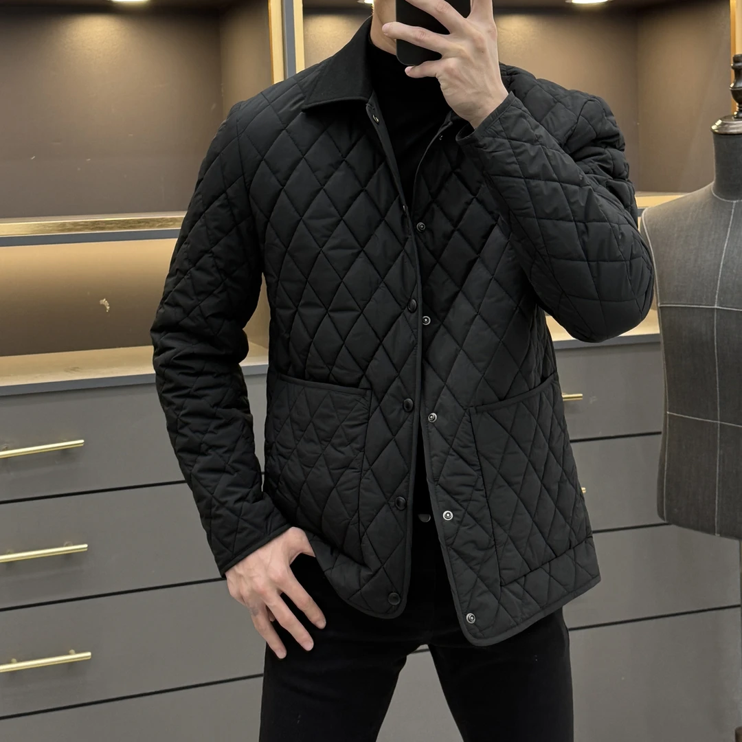 2024秋冬新款时尚休闲百搭净版菱形格轻薄棉服夹克外套BL