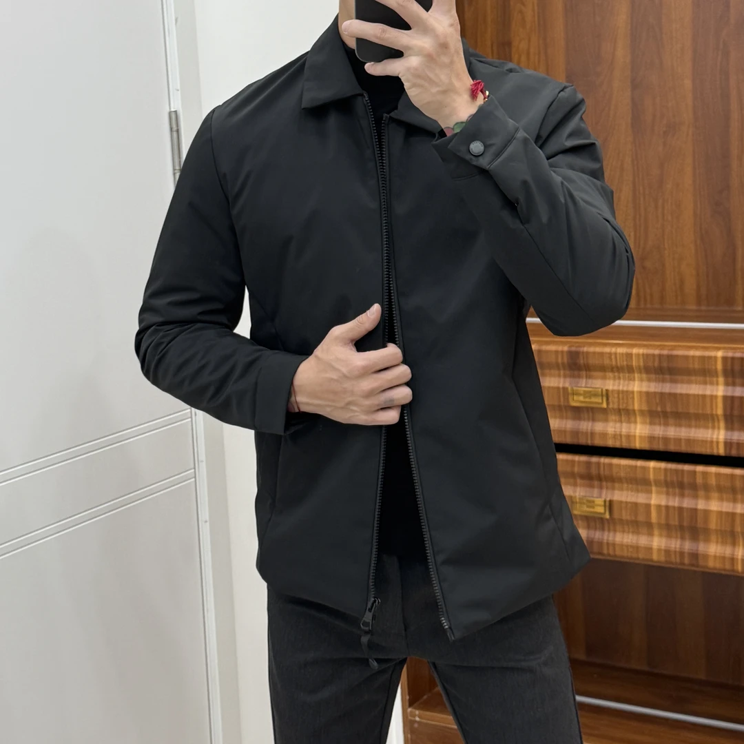 2024秋冬新款男士轻薄商务休闲百搭翻领棉服夹克外套9960