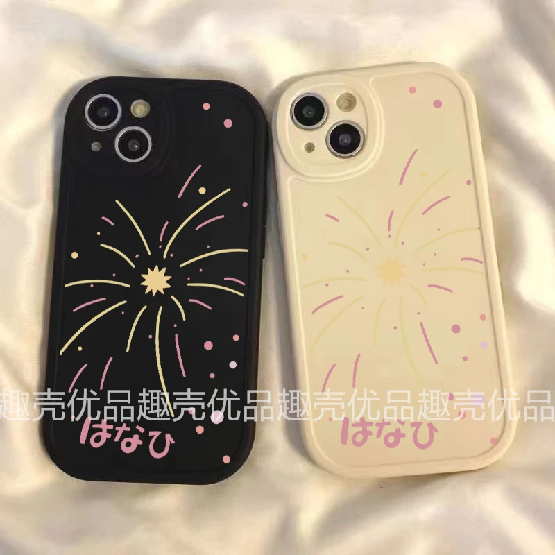 简约烟花适用小米14手机壳红米K60K50K40K30NOTE10/11女12PRO日韩