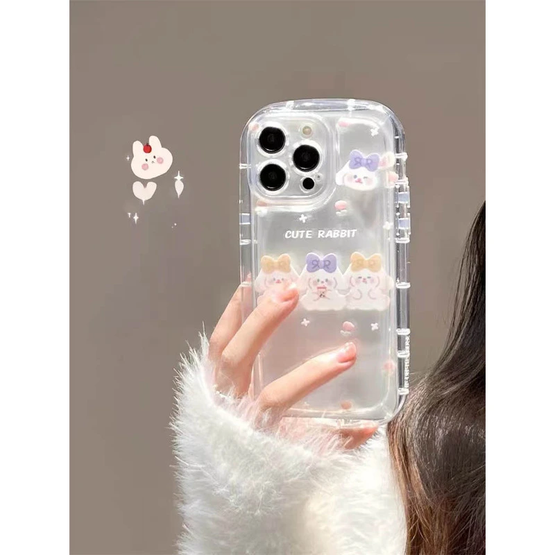 卡通小兔子苹果14手机壳iPhone11/13套12pro女xsmax软6P7P8PLUS