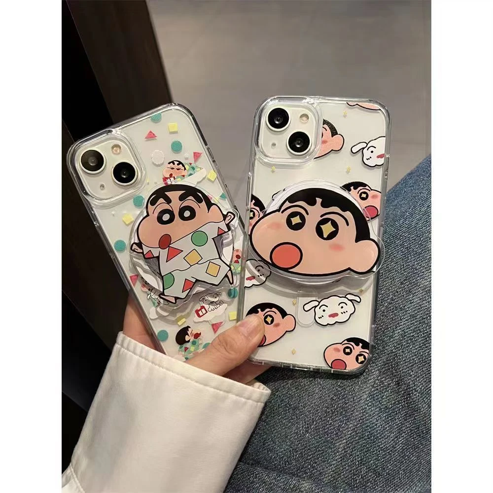 可爱小新头磁吸适用三星s24ultra手机壳S23FE支架S24小白S21PLUS