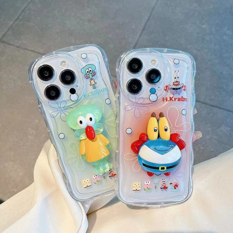 蟹老板苹果14手机壳iPhone11/13章鱼哥12pro女xsmax卡通6P7P8PLUS