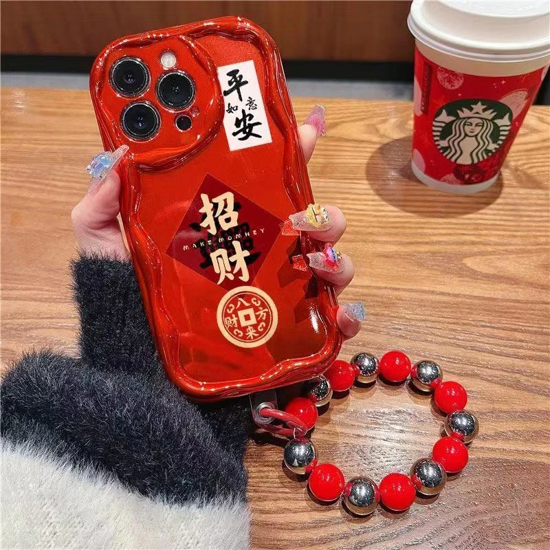 招财平安如意适用苹果15华为MATE60OPPOK11X女VIVO小米手机壳文字