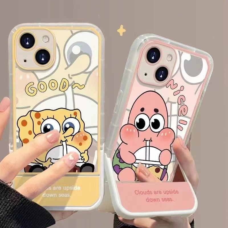 海绵宝宝苹果14手机壳iPhone11/13可爱12pro女xsmax支架6P7P8PLUS