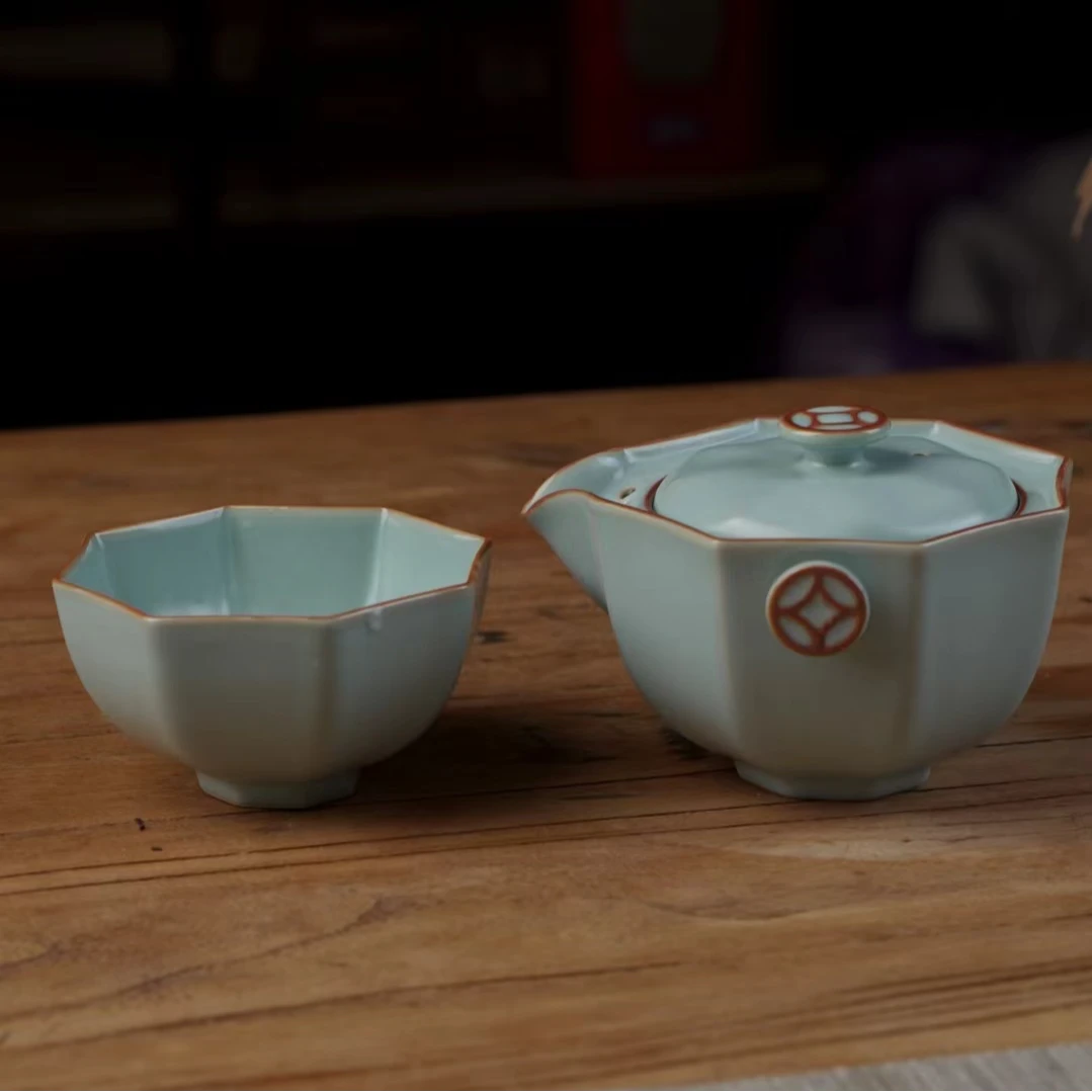天青色高端汝窑茶具一壶一杯一人饮便携式汝瓷功夫茶具快客杯旅行