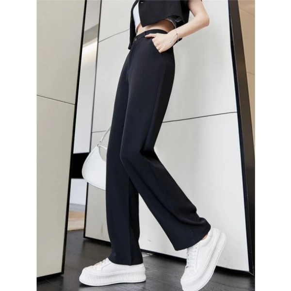 西装裤女春夏2024薄款宽松高腰显瘦垂感直筒裤休闲外穿阔腿裤子
