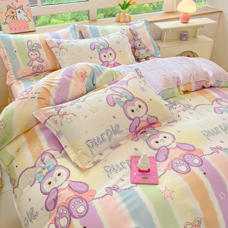 卡通ins全棉被套200x230单人双人四季纯棉被套180x220多巴胺风格