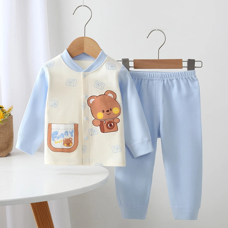 秋季纯棉婴儿内衣套装宝宝卡通秋衣秋裤四季款无骨两件套打底衣