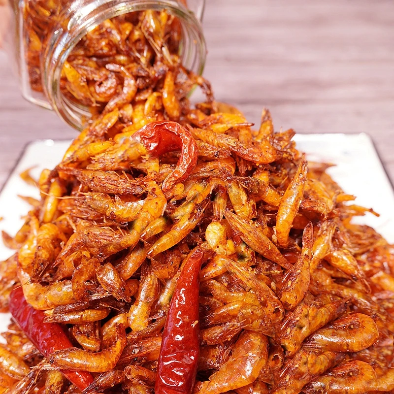 【大瓶】香辣小河虾即食多口味农家特产纯手工超值淡水虾（含瓶330g.