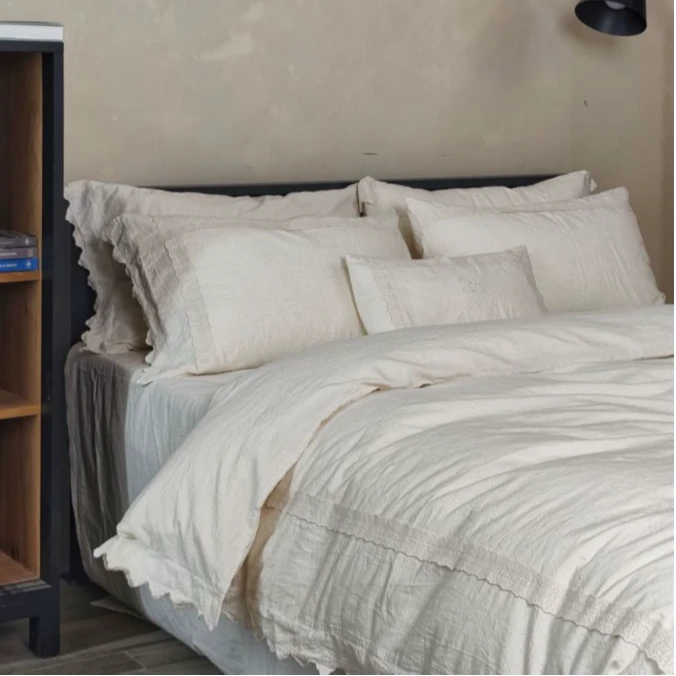 【亚麻】枫丹白露 棉麻亚麻汉麻大麻四件套简约纯色轻奢欧式民宿