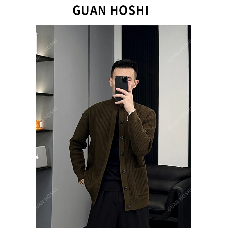 【陈什么陈】秋季休闲长袖开衫毛衣男针织弹力纽扣宽松时尚外套827