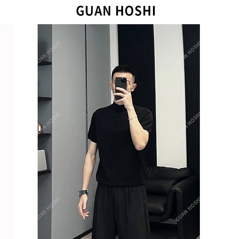 【陈什么陈男装】秋季内搭针织莱赛尔短袖毛衣男纯色超柔线衣男1007