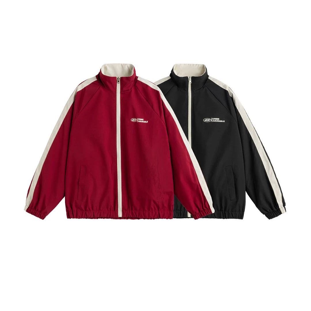 大码潮牌两面穿外套男款秋冬季宽松百搭青少年美式高街hiphop夹克