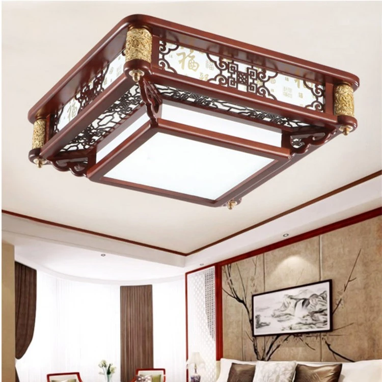 实木新中式客厅吸顶灯2023年新款木艺古典中国风主卧室仿古灯具