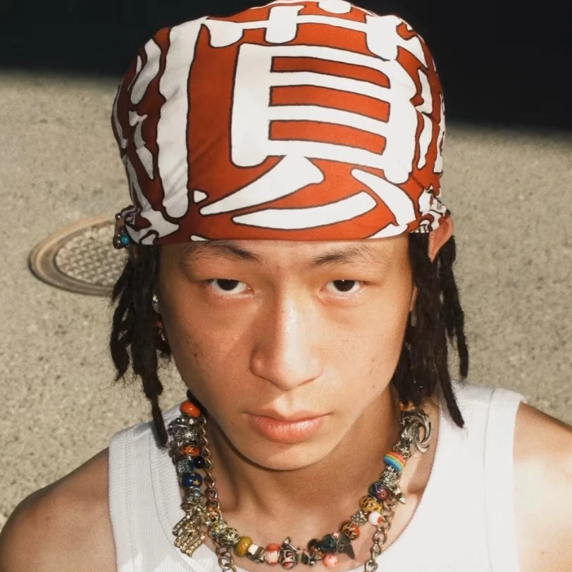 Game one 23ss“無限火焰”美式街头纯棉复古方巾durag嘻哈滑板