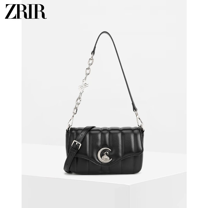 ZRIR 2024新款夏季新月天鹅单肩斜跨包Z-3011黑