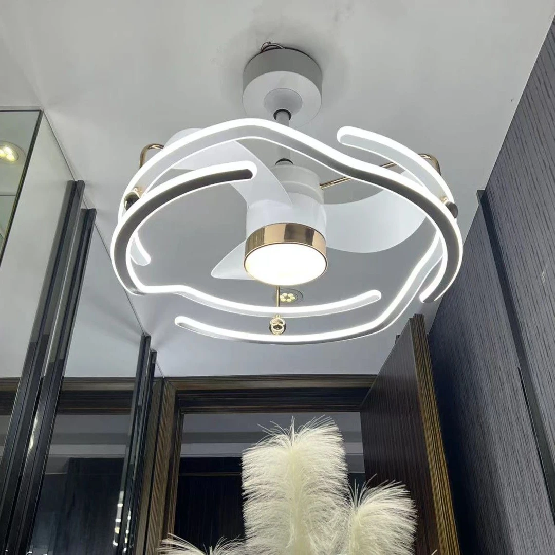 2023年新款北欧轻奢变频静音风扇灯主卧书房简约一体风扇灯