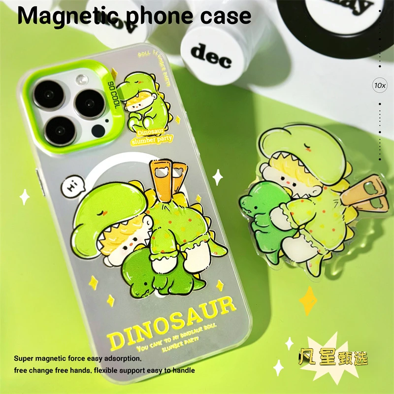 知泰磁吸壳magsafe公仔壳iphone15p适用支架14pr苹果13可爱手机壳