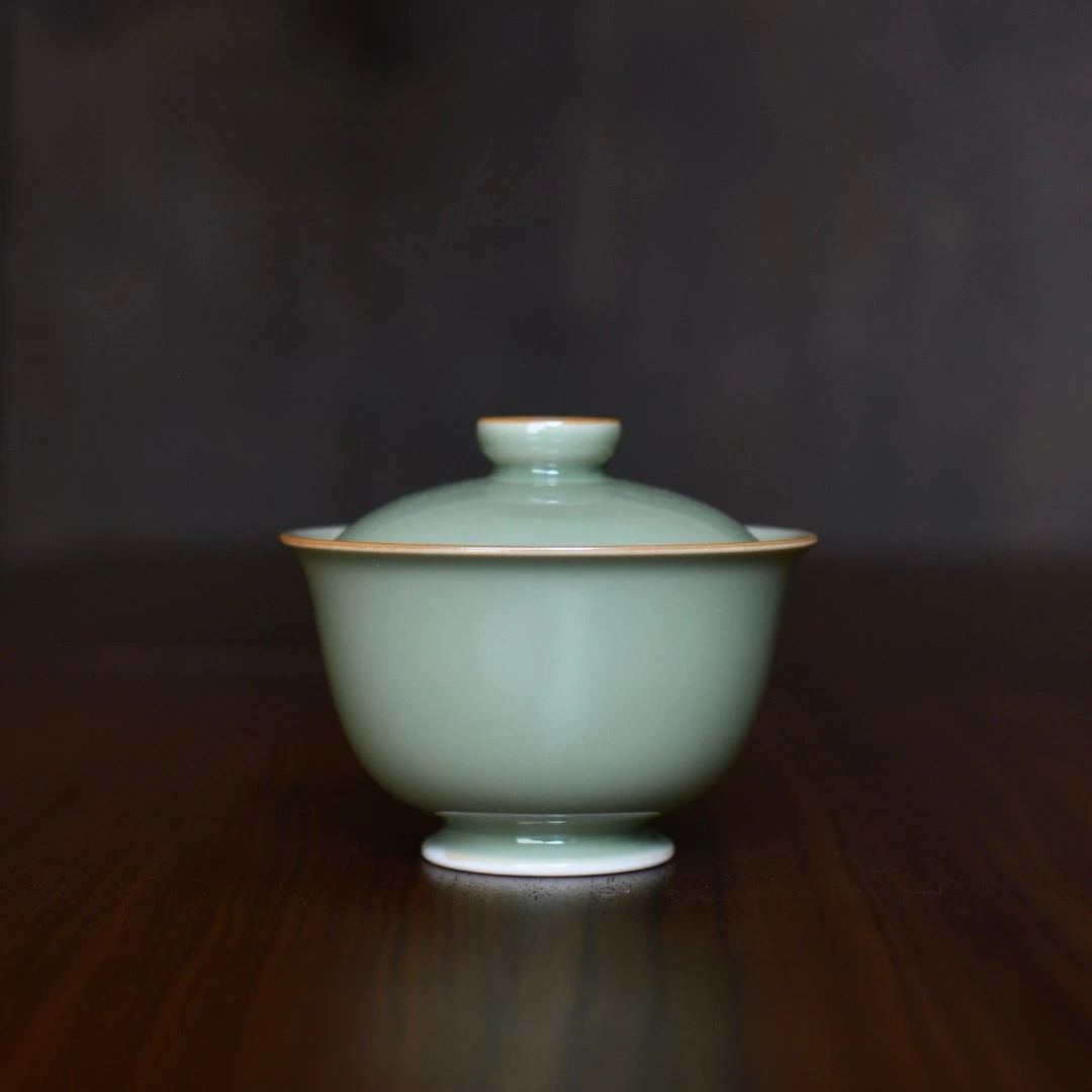谷雨山房 秘色染春 集圆盖碗 纯手工单色釉 景德镇烧制 容量135ml