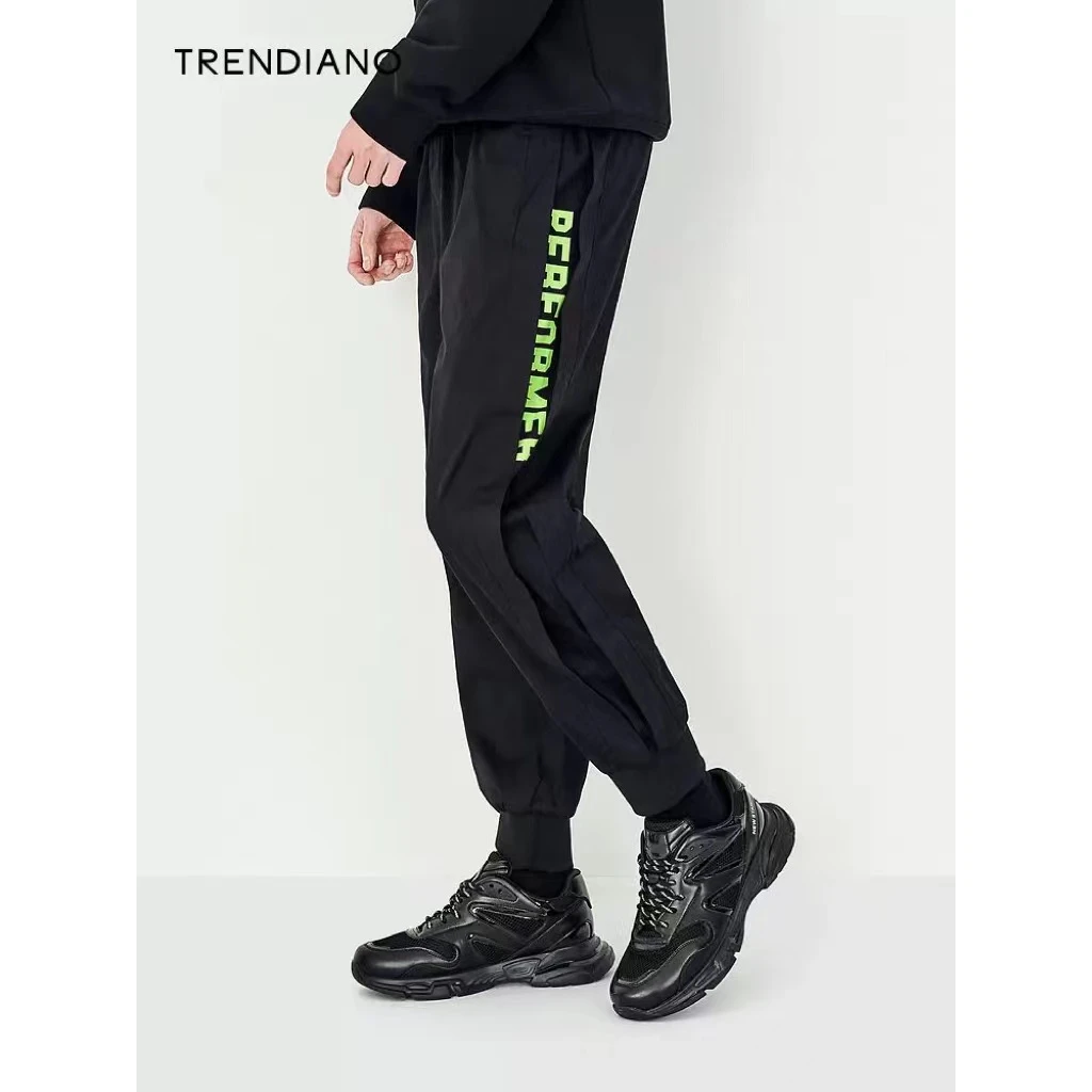 Trendiano时尚潮流字母印花饰边休闲裤3NC106506P运动长裤