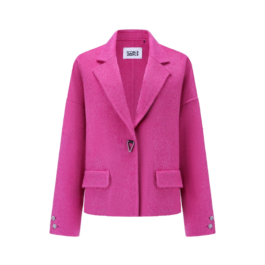 【顾文婷专属达播】YOUWEI有尾 粉色短箱型扩版双面尼大衣DT3924407