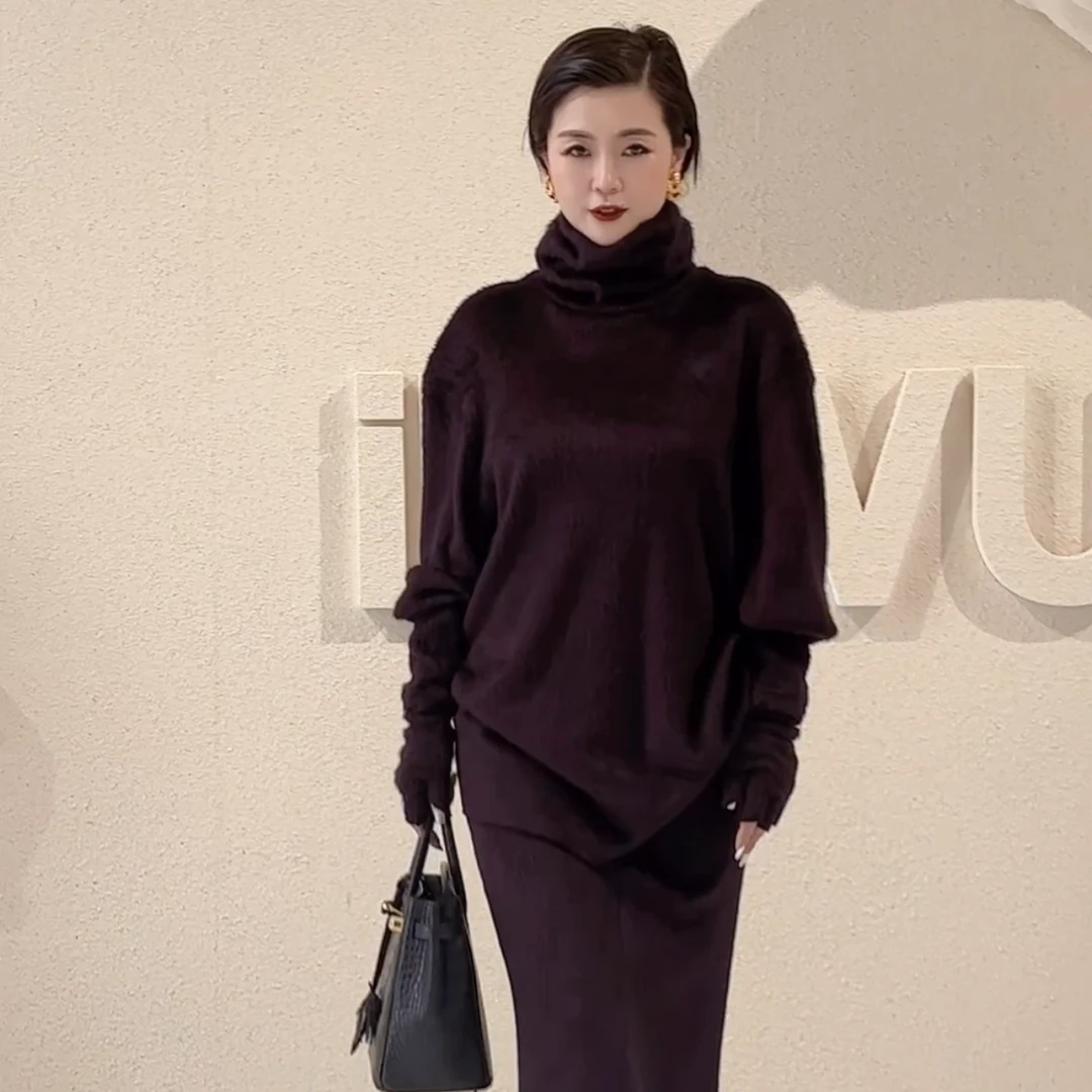【顾文婷推荐】YOUWEI有尾 羊 毛顺毛手套防寒高领衫 拉毛 Y2023401