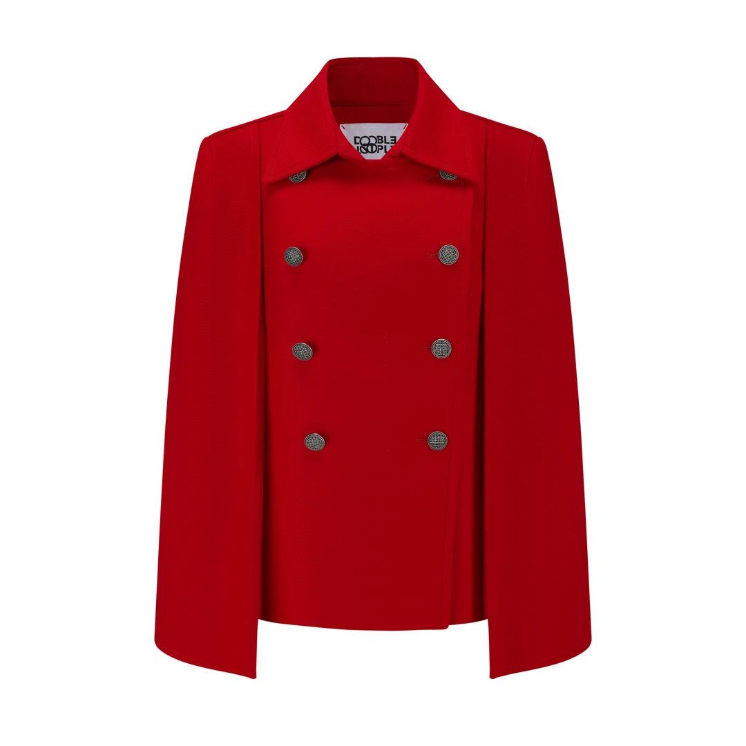 【顾文婷推荐】YOUWEI有尾 双斜纹斗篷短大衣 DT3924413/DT3924414