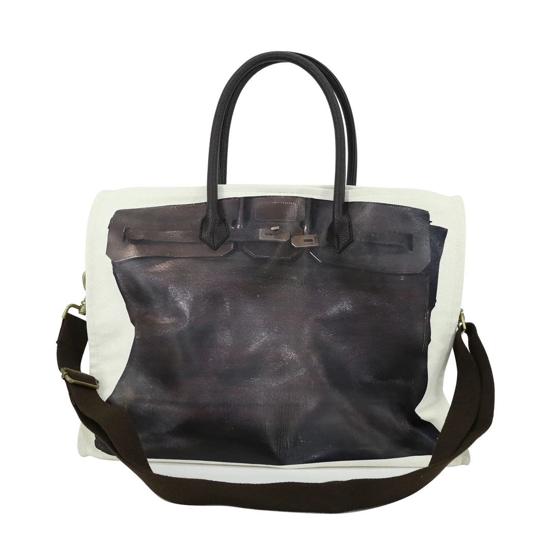 【顾文婷推荐】YOUWEI有尾 包 复古老钱印花帆布手提 包 Y7624401