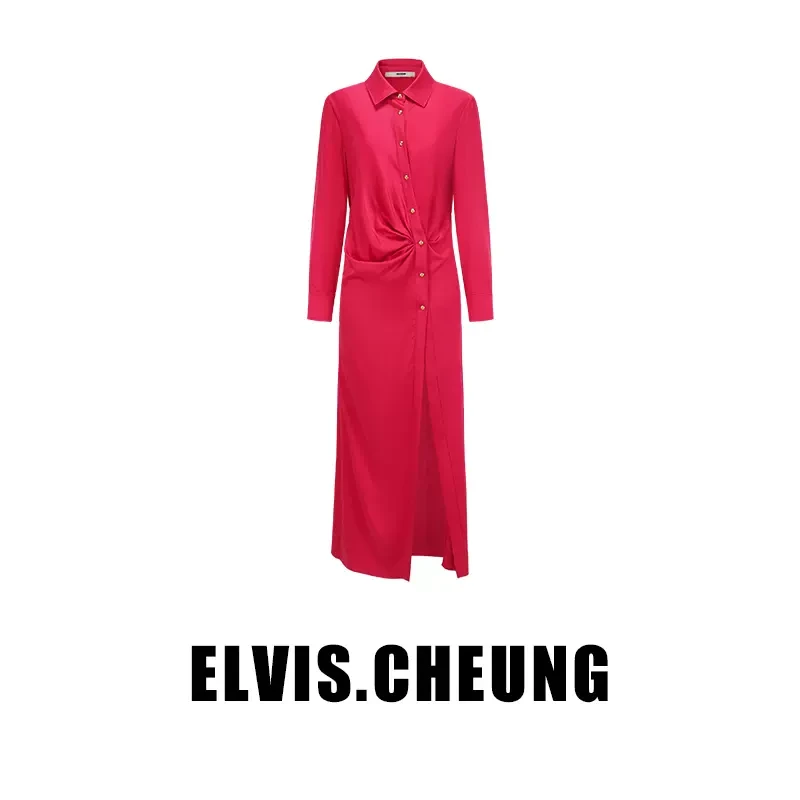 【顾文婷推荐】ELVIS.CHEUNG蒋云 真丝褶皱不对称连衣裙 E2H12063AA