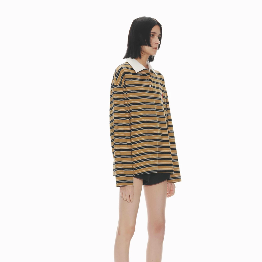 【顾文婷推荐】UHOO WU 刺绣条纹长袖polo衫 TP12221672