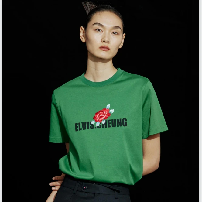 ELVIS.CHEUNG蒋云 中式桑蚕丝丝光棉绣花短袖T恤 K2G08001AA102
