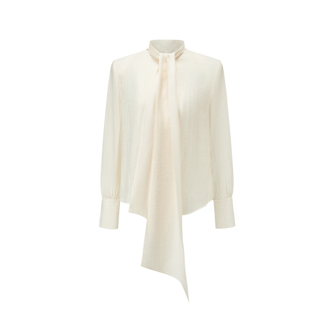 【顾文婷推荐】YOUWEI有尾 条纹领结飘带垫肩衬衫 DT1624319