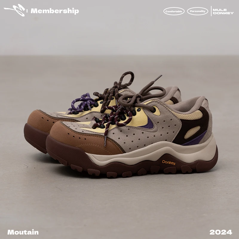 多嘴驴Donkey卡其色登山鞋男款户外防滑耐磨美拉德运动鞋4N1003