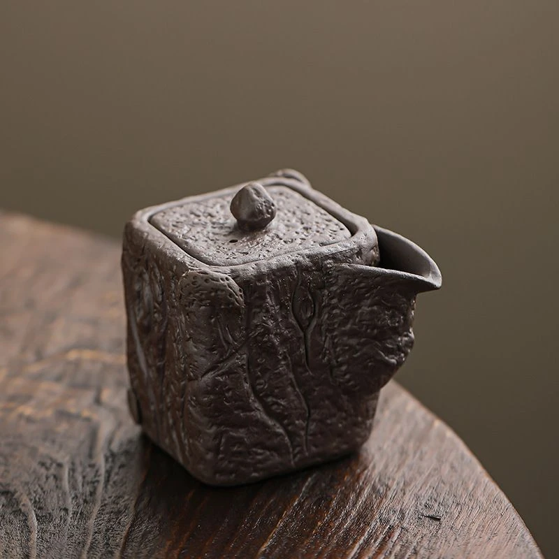 原陶无忧手抓壶方形壶粗陶原矿窑变茶壶家用复古泡茶具日式手抓壶